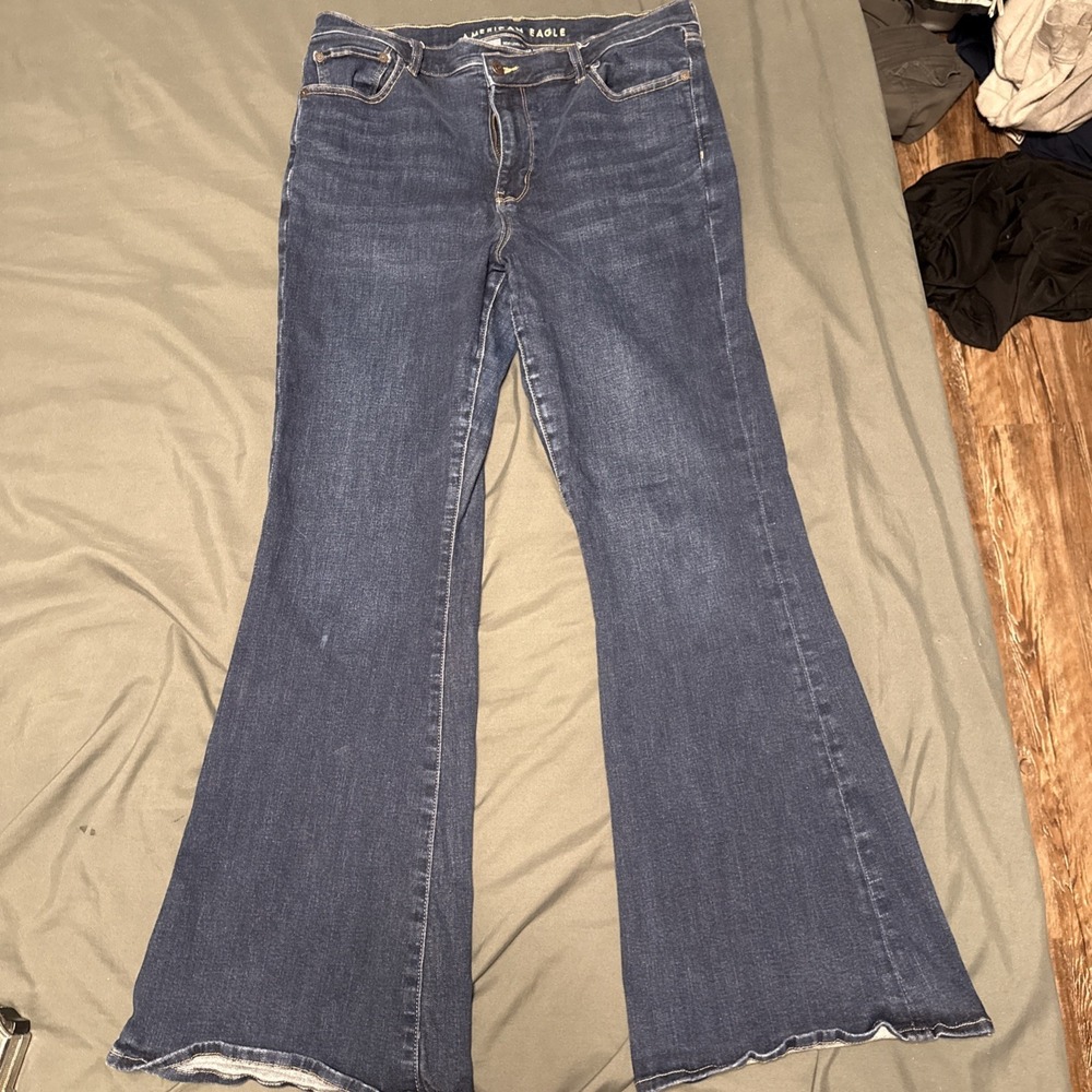 American Eagle Jeans Womens 14R Super High Rise Flare Leg Coin Pockets‎ Bohemian
